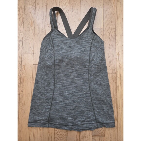 Lululemon Run For The Gold Tank Heathered Gator Green Camo Built in Bra Size 4 - Picture 1 of 4